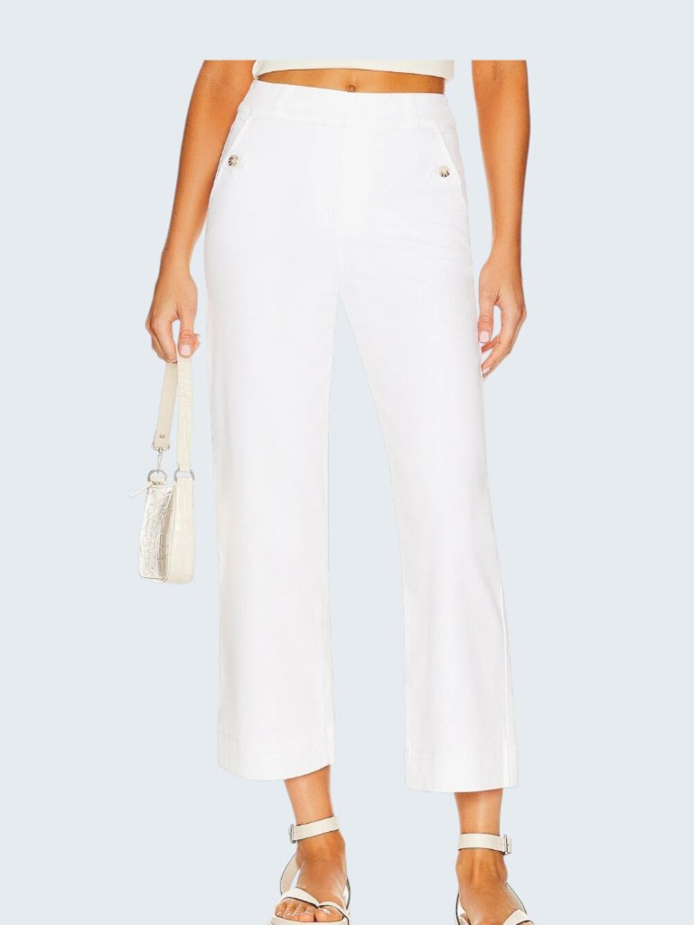 SPANX White Cropped Wide Leg Pants Size Small High Rise Pull On Stretch